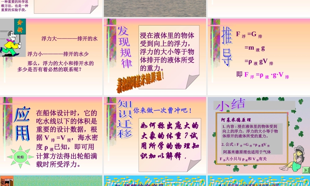 八年级物理下册 10.3(科学探究：浮力的大小)课件 教科版 课件