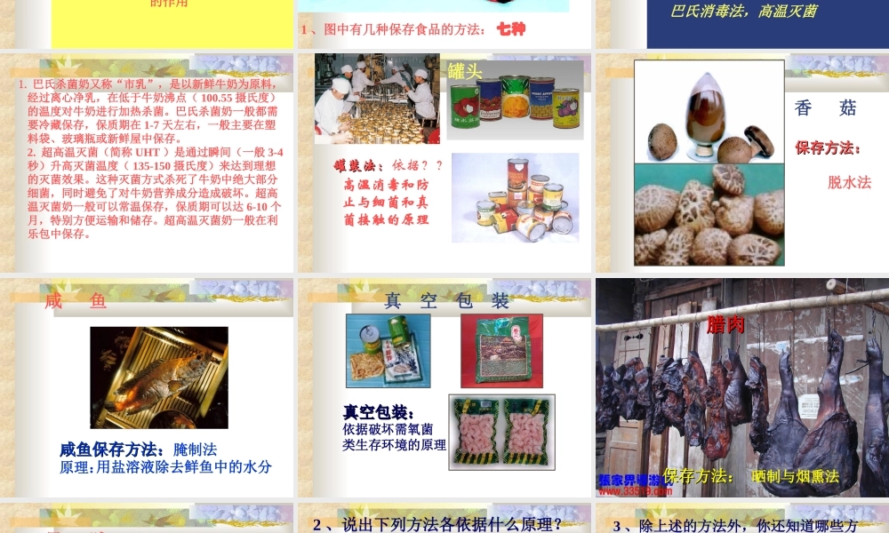 八年级生物 人类对细菌和真菌的利用课件