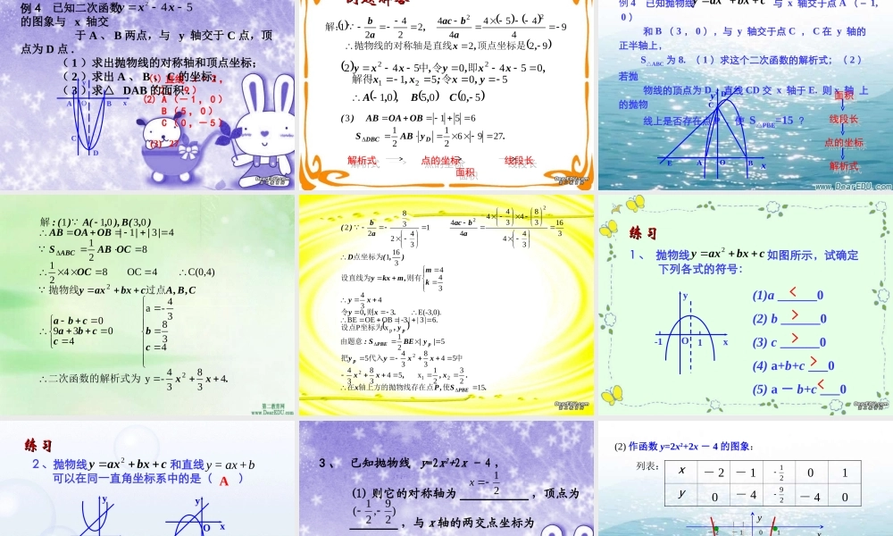 九年级数学二次函数总复习 华东师大版 试题
