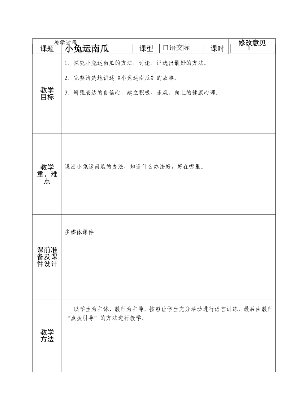 人教版一年级语文上册备课小兔运南瓜6.1_第2页