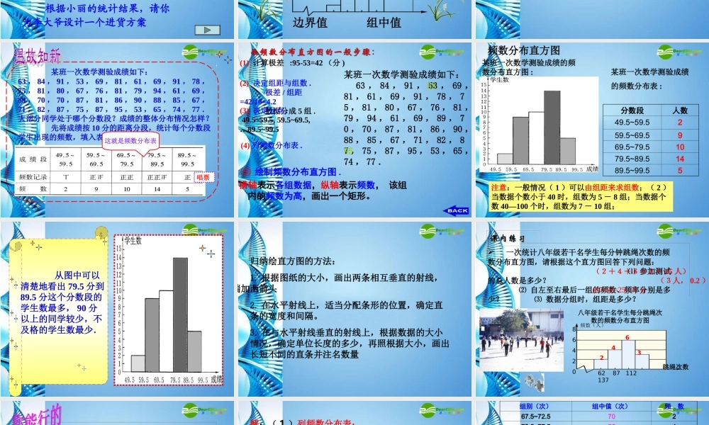 八年级数学下册 3.2频数分布直方图(2)课件 浙教版 课件