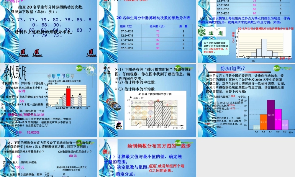 八年级数学下册 3.2频数分布直方图(2)课件 浙教版 课件