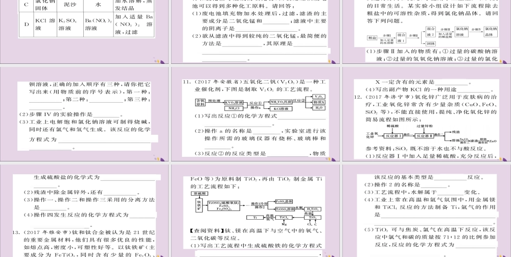 中考化学总复习 第二轮 专题训练 提升能力 专题四 物质的分离与除杂练习课件
