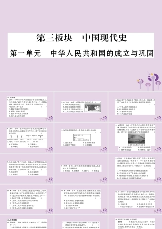 中考历史复习 第一篇 教材系统复习 第3板块 中国现代史 第1单元 中华人民共和国的成立与巩固(习题)课件