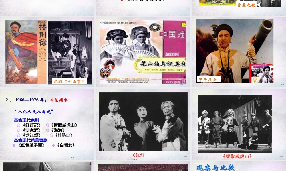 八年级历史下册 第文化艺术与体育课件 华东师大版 课件