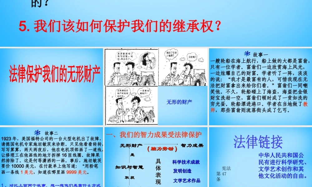 八年级政治上册(9.2 法律保护我们的无形财产)课件 鲁教版 课件