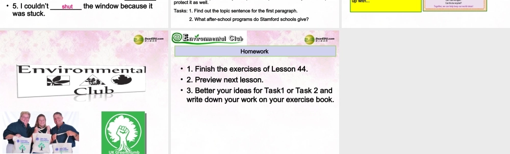 八年级英语下册 Unit 8 Save Our World Lseeon 44 Environment Clubs课件 (新版)冀教版 课件