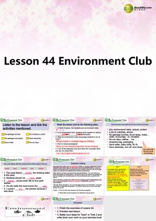 八年级英语下册 Unit 8 Save Our World Lseeon 44 Environment Clubs课件 (新版)冀教版 课件