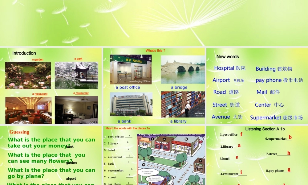 中学七年级英语下册 Unit 2 Where s the post office课件 人教新目标版 课件