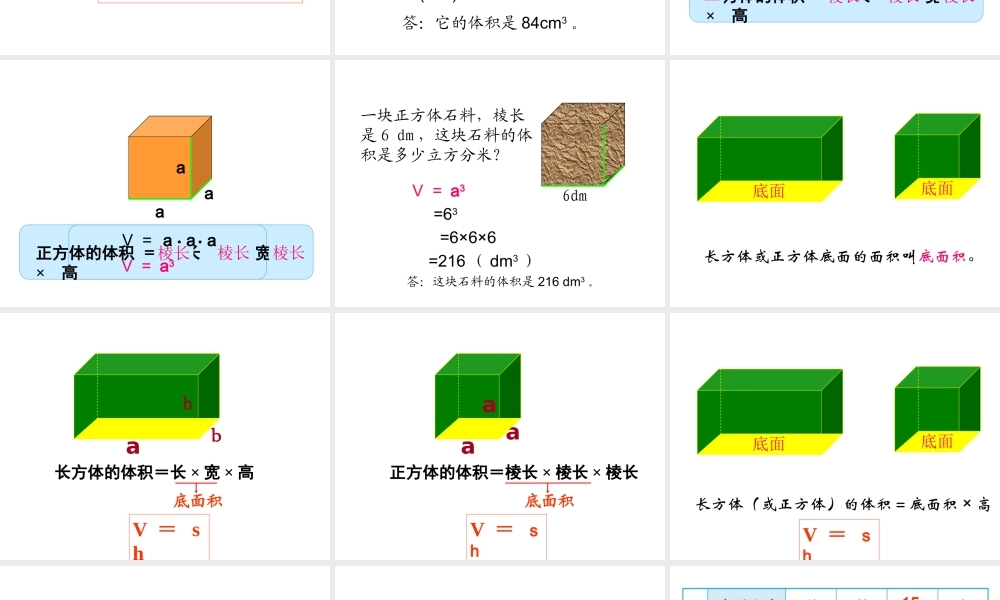 小学数学《长方体和正方体的体积教学》课件