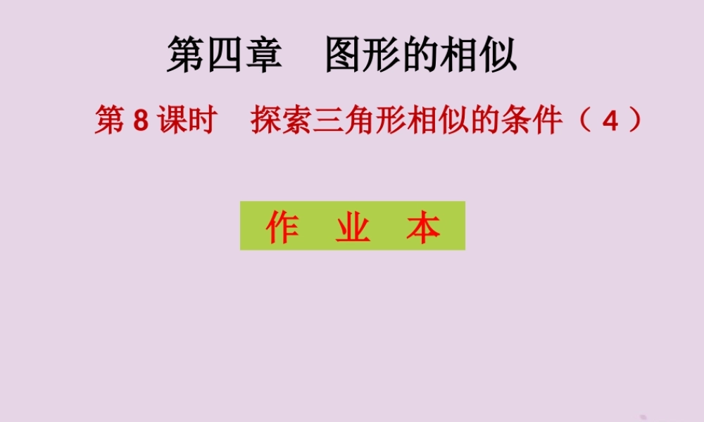 九年级数学上册 第4章 图形的相似 第8课时 探索三角形相似的条件(4)(课后作业)习题课件 (新版)北师大版 课件