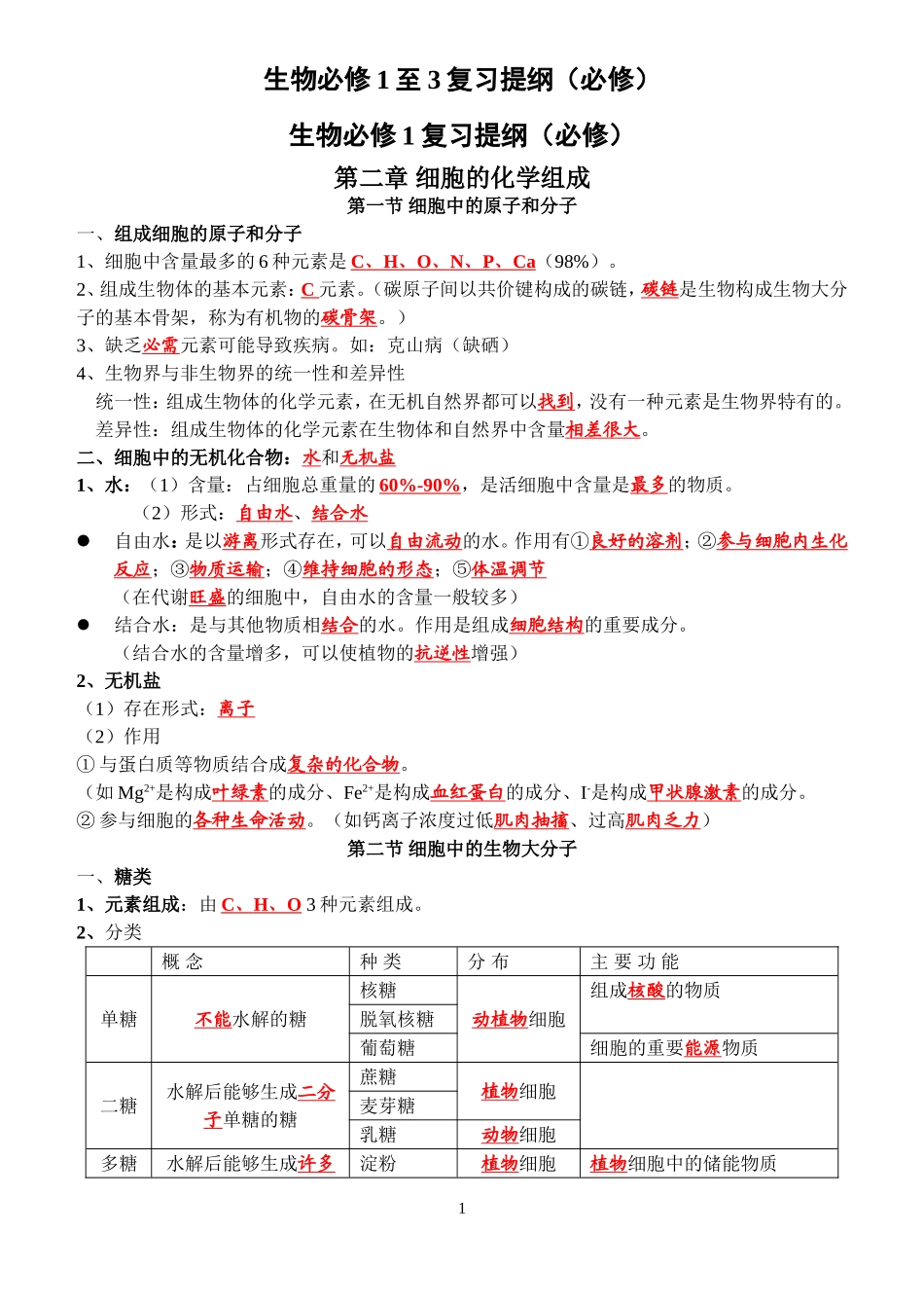 生物必修1至3复习提纲(必修)_第1页
