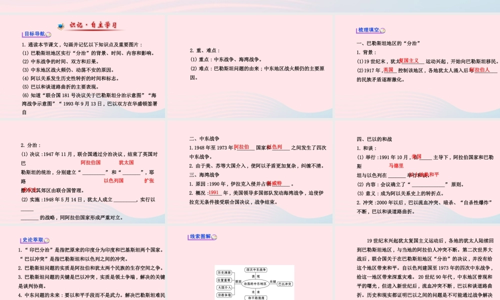 九年级历史下册 第6单元 亚非拉国家的独立和振兴 第16课中东地区的矛盾和冲突课件 岳麓版 课件