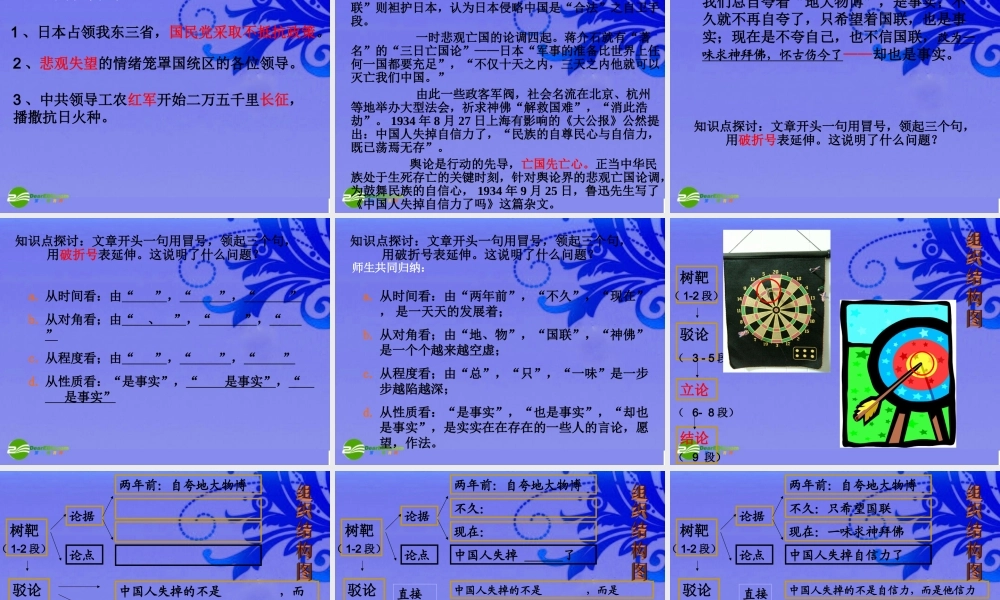 九年级语文上册 第四单元第十六课(中国人失掉自信力了吗)课件 人教新课标版 课件