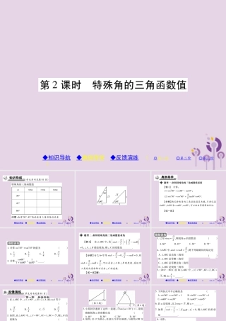 九年级数学上册 第24章 解直角三角形 243 锐角三角函数 2431 锐角三角函数 第2课时 特殊角的三角函数值习题课件 (新版)华东师大版 课件