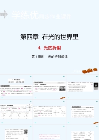 含2015年中考题第四章-在光的世界里4.光的折射(第1课时)