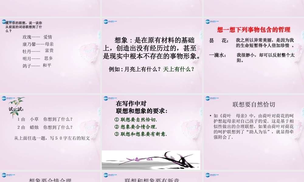 四川省华蓥市明月镇七年级语文上册 发挥联想和想象课件 (新版)新人教版 课件