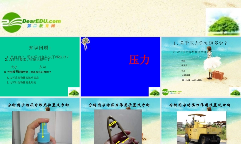 八年级物理下册 (压力)课件 沪粤版 课件