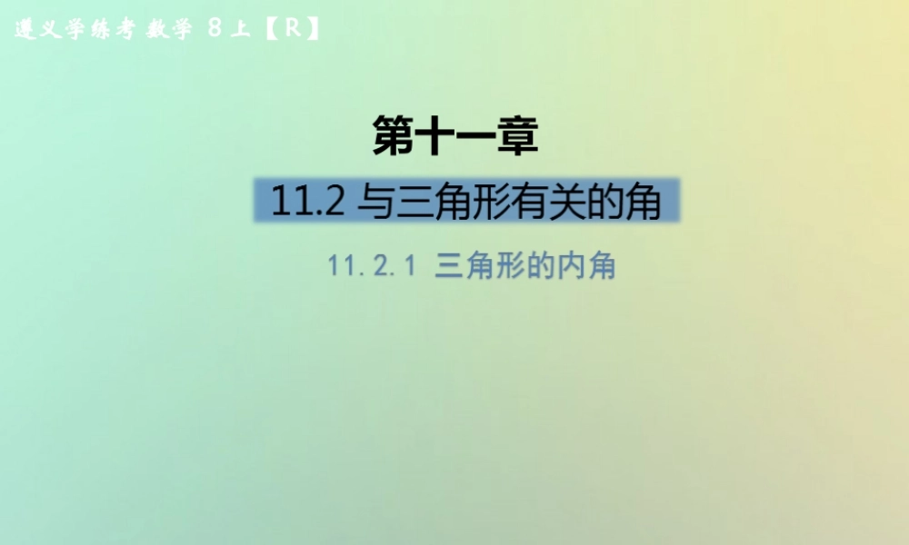 八年级数学上册 第十一章 三角形 11.2 与三角形有关的角 11.2.1 三角形的内角习题课件 (新版)新人教版 课件