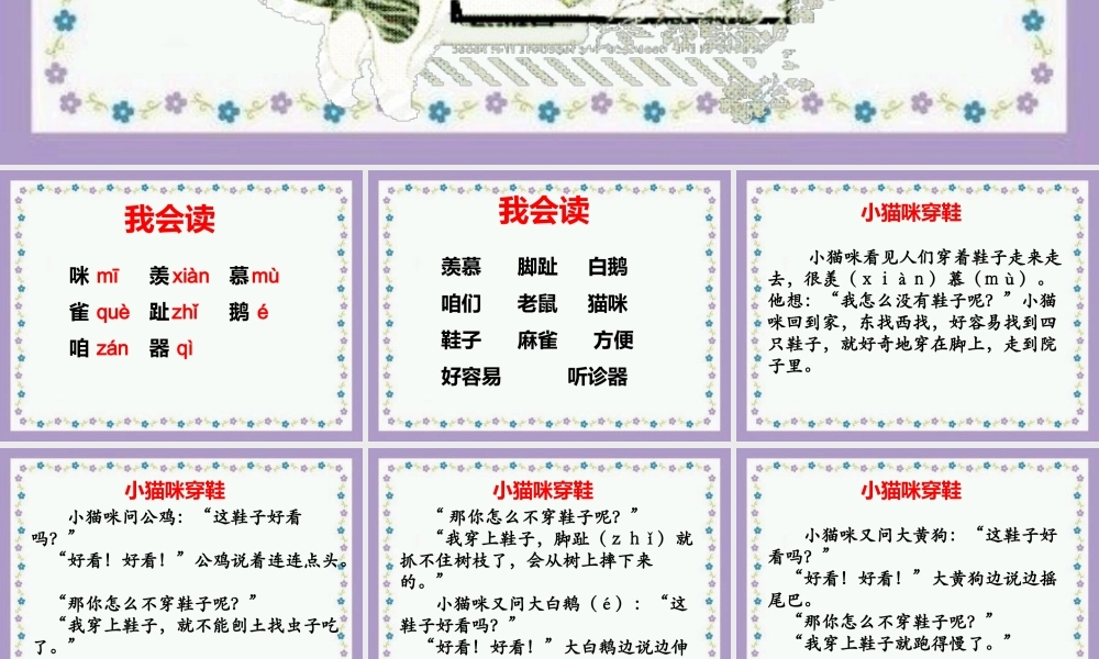 《小猫咪穿鞋子》教学课件（基础学习）