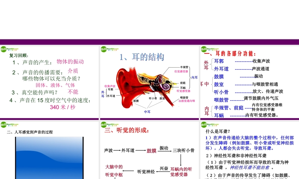 八年级物理上册 第二节(我们是怎样听到声音)课件 人教新课标版 0725 0725
