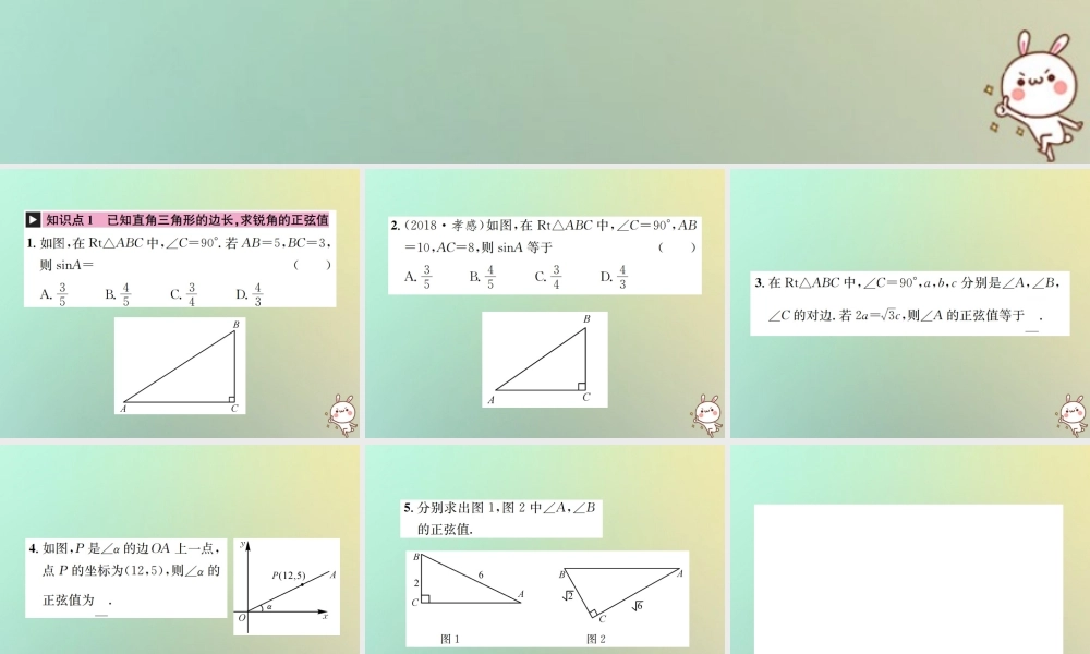 九年级数学下册 第二十八章 锐角三角函数 281 锐角三角函数 第1课时 正弦习题课件 (新版)新人教版 课件