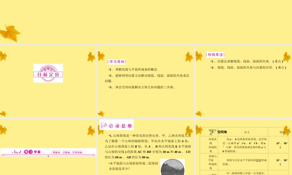 数学 3.2第3课时空间向量与空间角精品课件同步导学 新人教A版选修2-1 课件