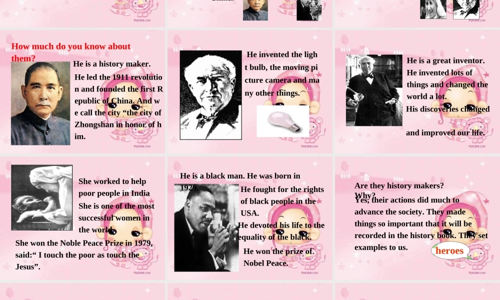 北师版英语必修1U2 Heroes--Lesson 2 History Makersppt 课件