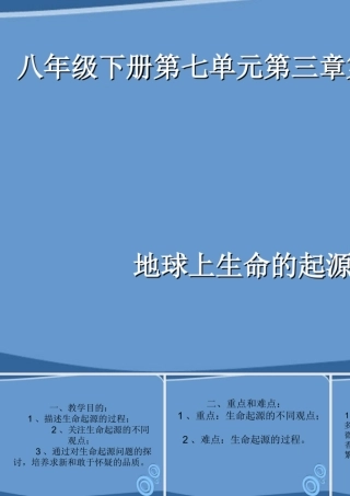八年级生物下册 第七单元第三章第一节地球生命的起源课件 人教新课标版 课件