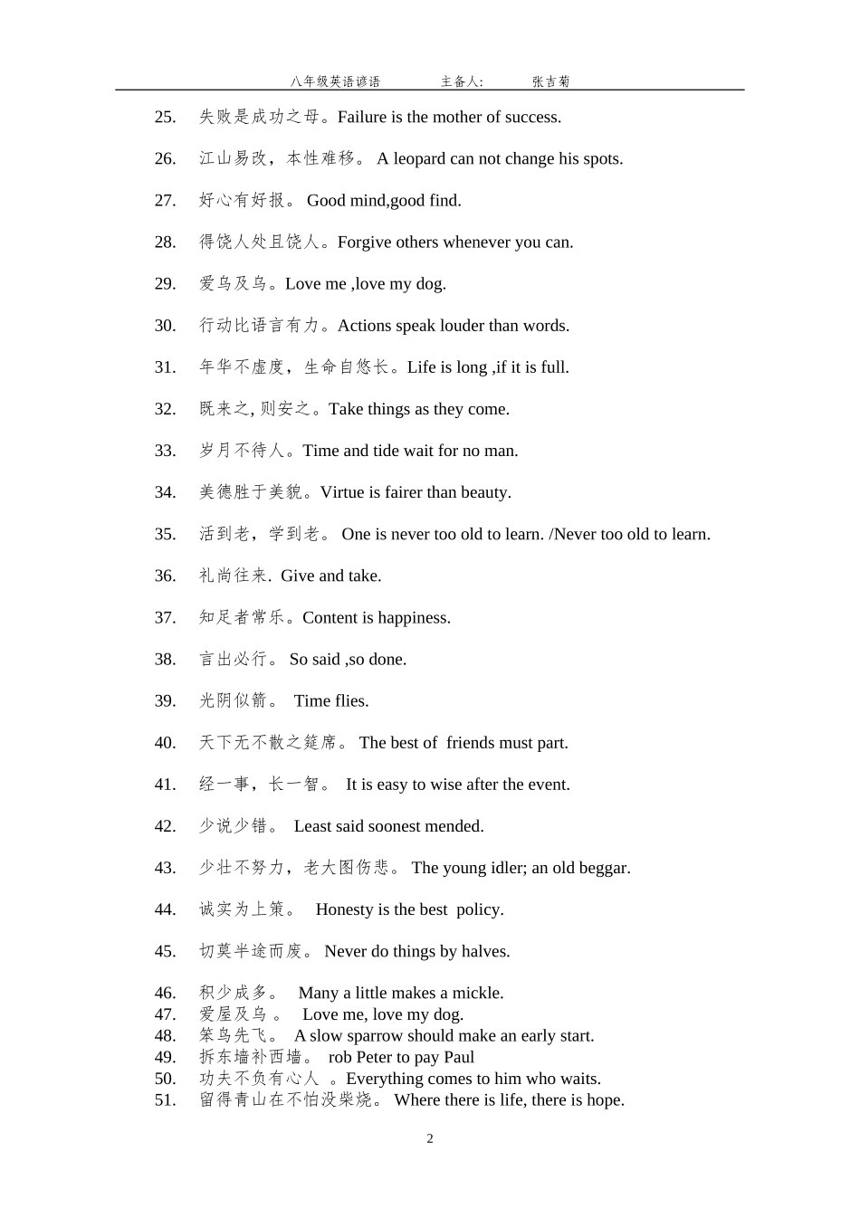初中常用英语谚语_第2页