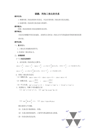 同角三角比的关系