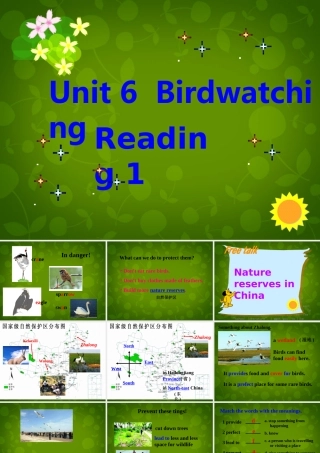 八年级英语上册 Unit 6 Bird watching Reading 1课件 (新版)牛津版 课件