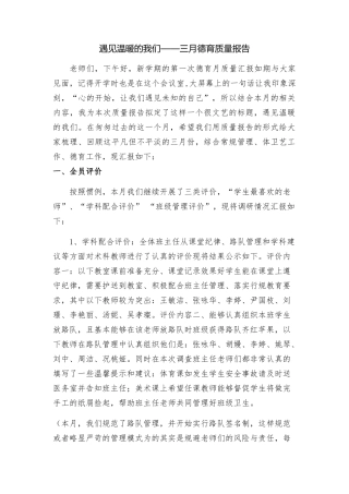 阳春三月德育质量报告