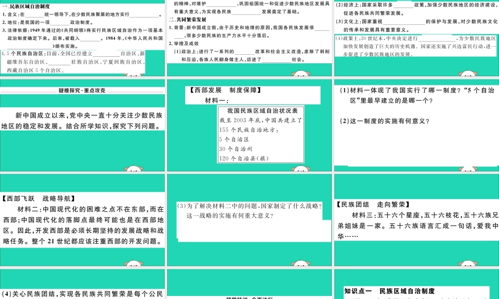 八年级历史下册 第四单元 民族团结与祖国统一 第12课 民族大团结习题课件 新人教版 课件