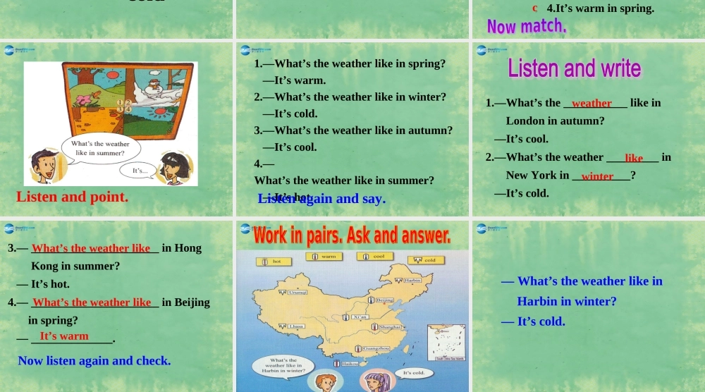七年级英语上册 Starter Module 4 My everyday life Unit 2 What's the weather like？课件 (新版)外研版 课件