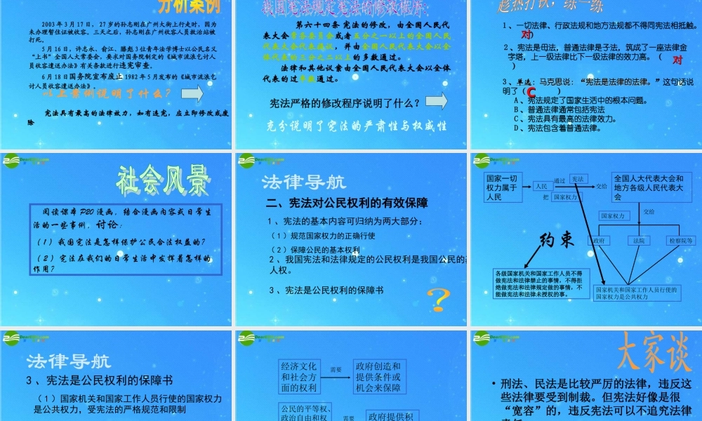 八年级政治下册 5.3宪法保障公民权利 课件 粤教版 课件