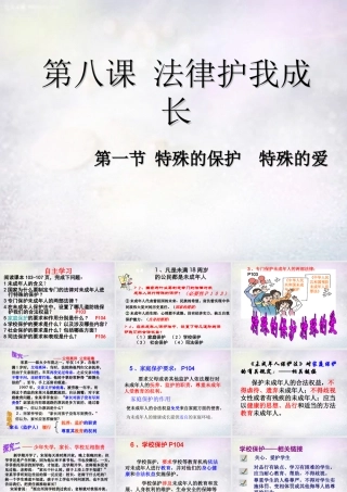 中学七年级政治下册 第八课 第1框 特殊的保护特殊的爱课件 新人教版 课件
