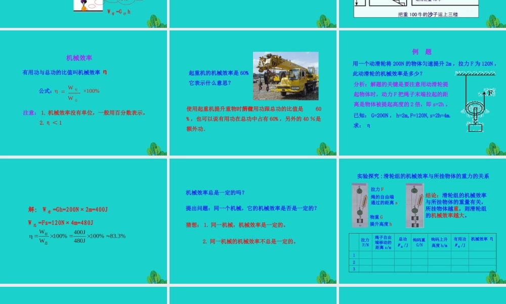 八年级物理全册 第十章 第五节 机械效率课件 八年级物理全册 第十章 第五节 机械效率课件+素材 (新版)沪科版 八年级物理全册 第十章 第五节 机械效率课件+素材 (新版)沪科版