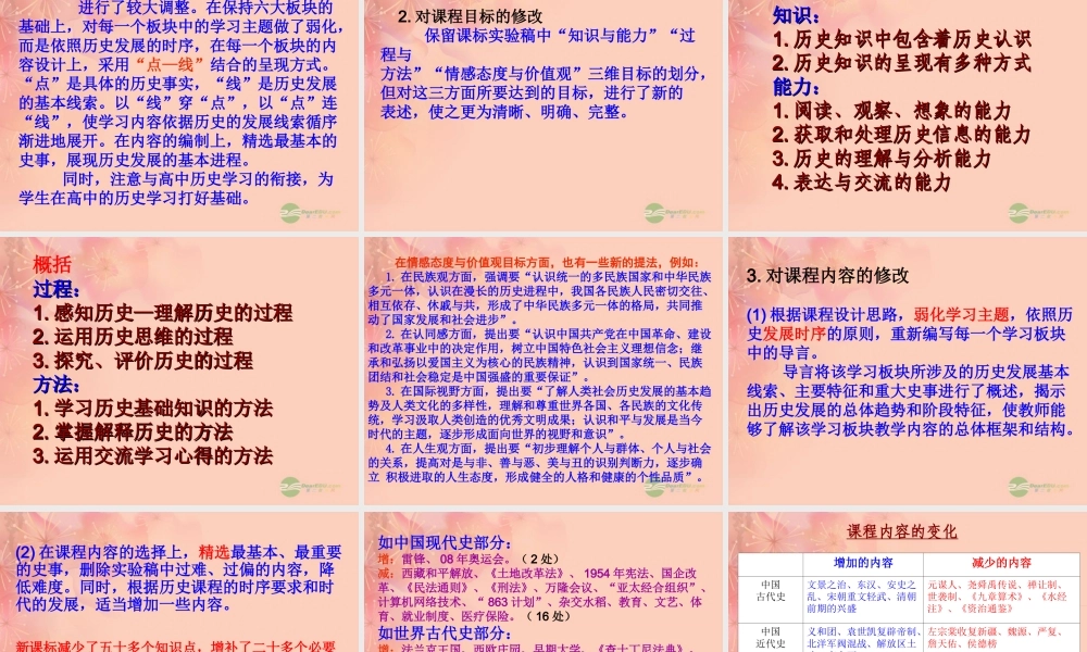 初中历史 义务教育历史课程标准(版)的新思路与新变化课件