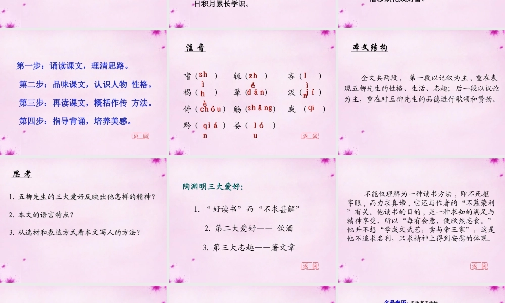吉林省长春市八年级语文上册 第传序书箴四篇)之(五柳先生传)课件 长春版 课件
