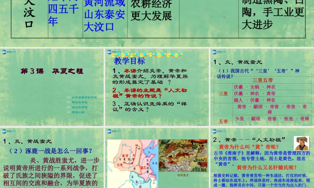 中学七年级历史上册 第3课 华夏之祖课件 (新版)新人教版 课件