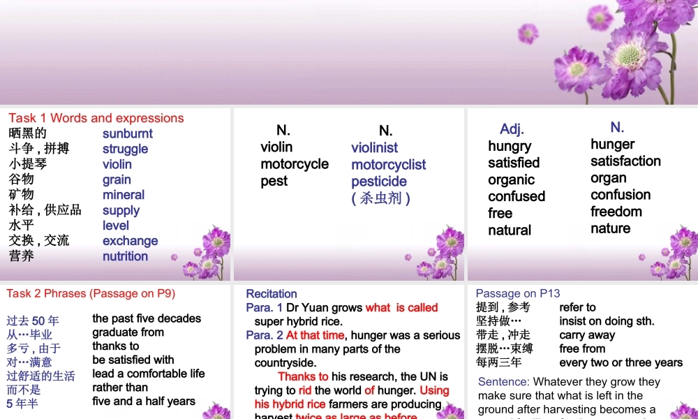 广东省高考英语复习Unit2 Working the land 新课标 人教版 试题
