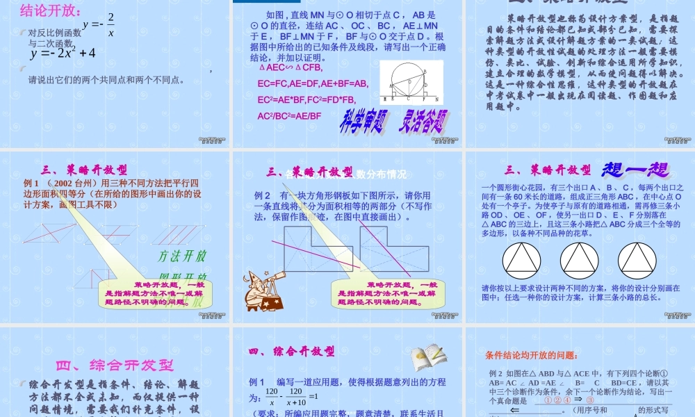 中考数学开放问题研究复习课件