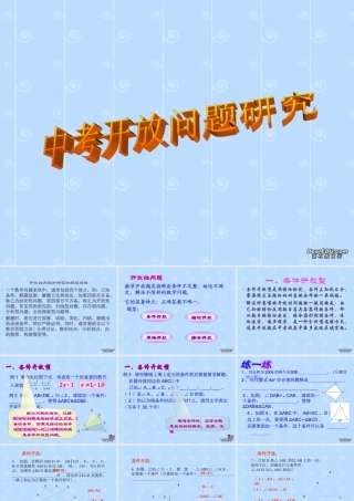中考数学开放问题研究复习课件