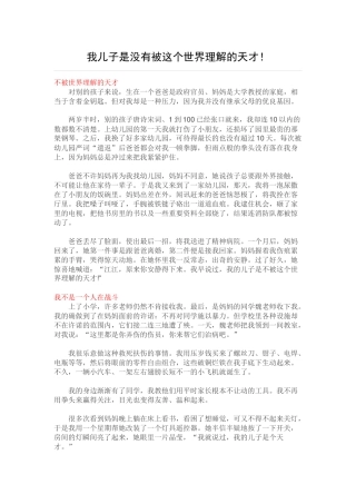 我儿子是没有被这个世界理解的天才