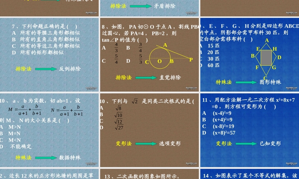 初三总复习选择题解法课件