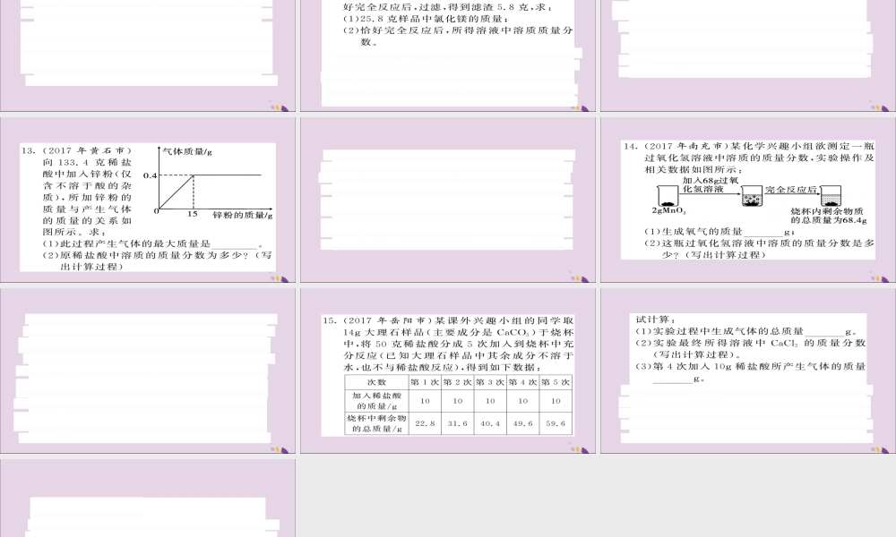 中考化学总复习 第一轮复习 系统梳理 夯基固本 第19讲 溶液的浓度练习课件