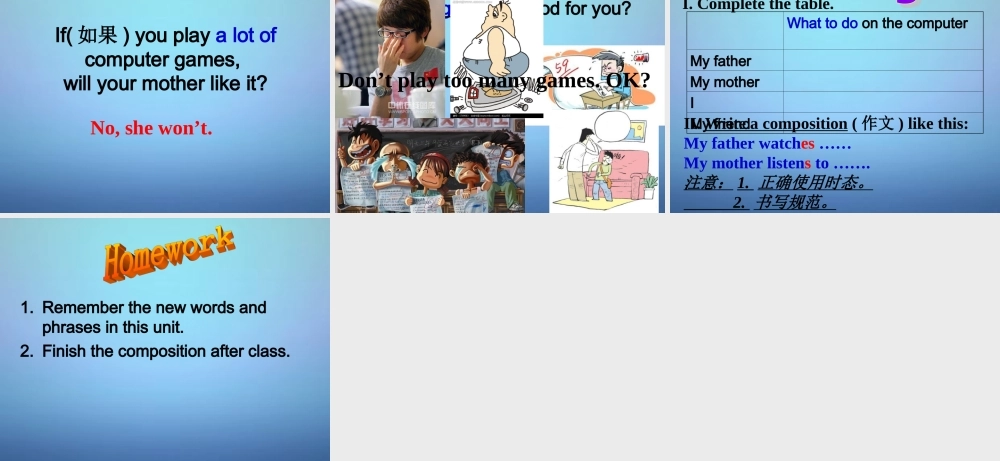 中学七年级英语上册 Module 7 Unit 2 When do you use a computer课件 (新版)外研版 课件