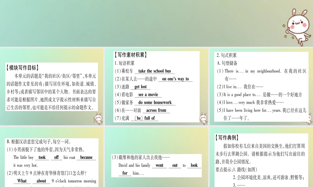 八年级英语上册 Unit 4 My Neighbourhood写作指导与演练课件 (新版)冀教版 课件