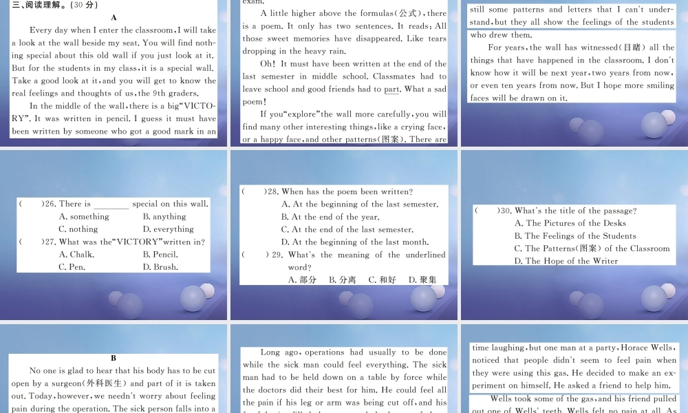 九年级英语全册 期末自我评价课件 (新版)人教新目标版 课件